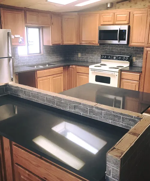 New cabinets, new countertops (shadow gray) & new tile in Everett 